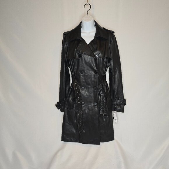 New York & Company Jackets & Blazers - New York & Company Faux Leather Double Breasted Trench Coat, Women's Sz Lrg, NWT